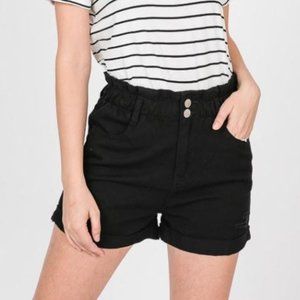 NEW Paperbag High Waisted Black Denim Shorts